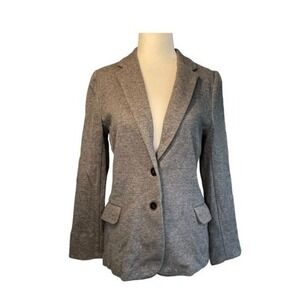 Old Navy Classic Ponte Knit Blazer Heather Gray Two Button Long Sleeves Cropped